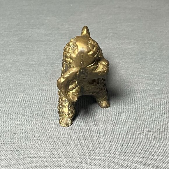 Vintage Brass Poodle Figurine Puppy Dog Decorative Figurine Paperweight 3” Tall - Picture 4 of 8